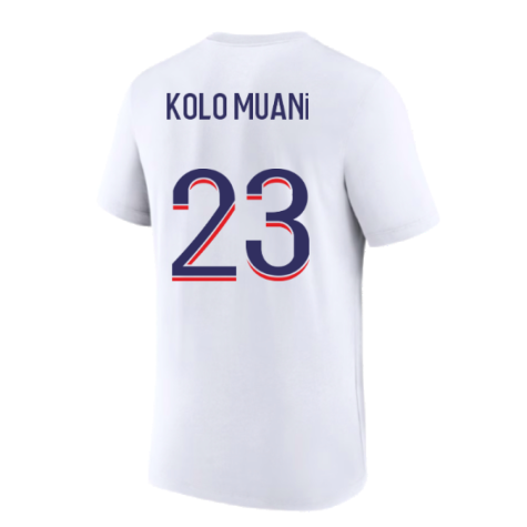 2023-2024 PSG Premium Essentials T-shirt (White) (Kolo Muani 23)