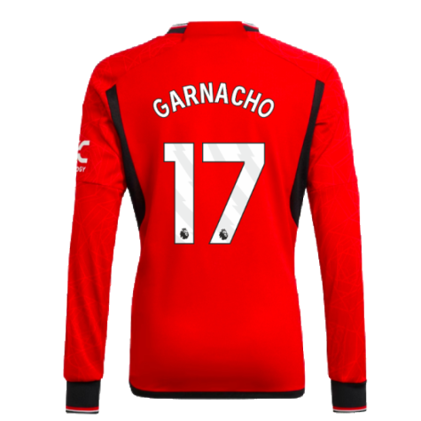 2023-2024 Man Utd Home Long Sleeve Shirt (Kids) (Garnacho 17)