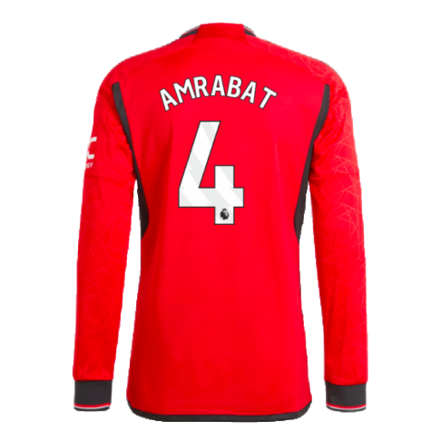 2023-2024 Man Utd Long Sleeve Home Shirt (Amrabat 4)