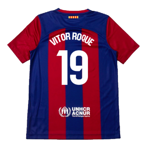 2023-2024 Barcelona Home Shirt (Kids) (Vitor Roque 19)