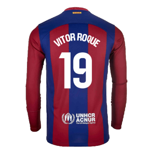 2023-2024 Barcelona Home Long Sleeve Shirt (Vitor Roque 19)