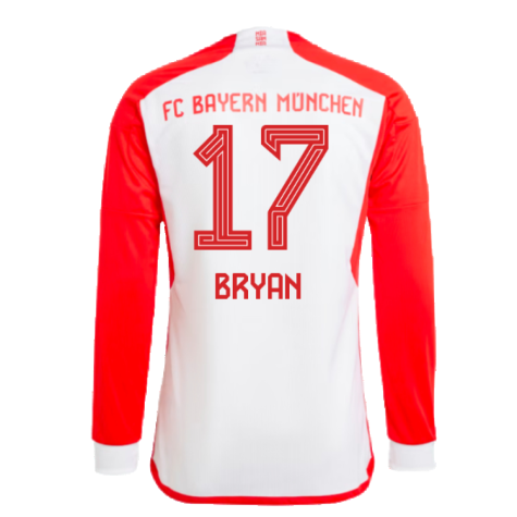 2023-2024 Bayern Munich Long Sleeve Home Shirt (Kids) (Bryan 17)