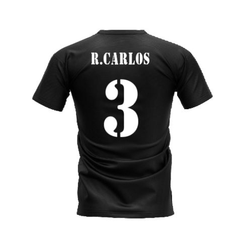 Real Madrid 2002-2003 Retro Shirt T-shirt Text (Black) (R.CARLOS 3)