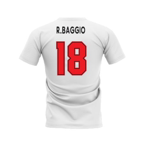 AC Milan 1995-1996 Retro Shirt T-shirt (White) (R.Baggio 18)