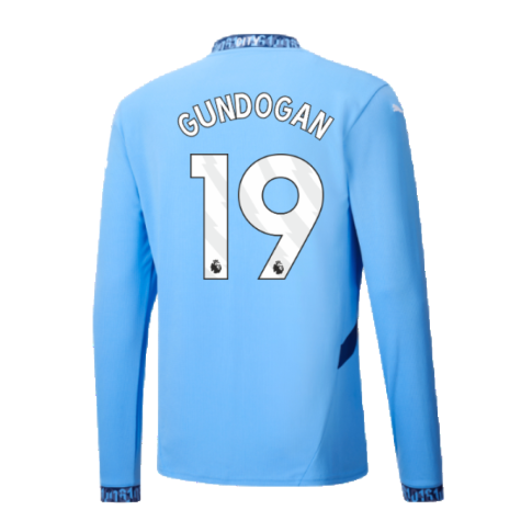 2024-2025 Man City Home Long Sleeve Shirt (Gundogan 19)