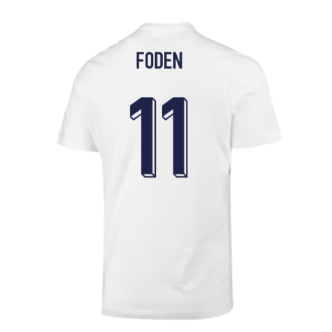 2024-2025 England Soccer T-Shirt (White) (Foden 11)