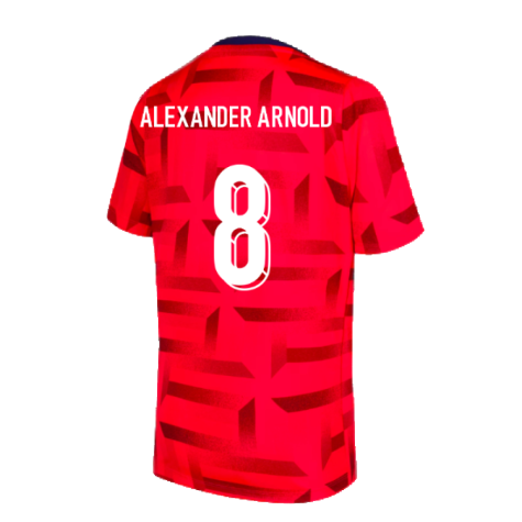 2024-2025 England Dri-FIT Pre-Match Shirt (Red) (Alexander Arnold 8)