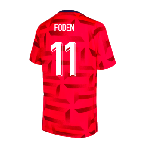 2024-2025 England Dri-FIT Pre-Match Shirt (Red) (Foden 11)