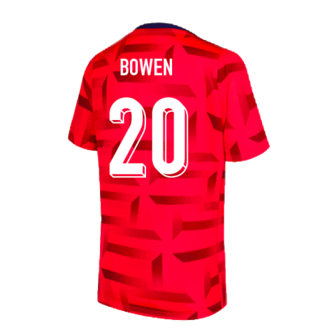 2024-2025 England Dri-FIT Pre-Match Shirt (Red) (Bowen 20)