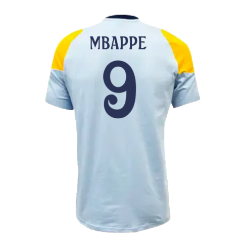 2024-2025 Real Madrid Training Tee (Glow Blue) (Mbappe 9)