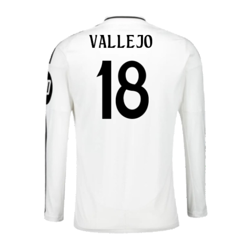 2024-2025 Real Madrid Long Sleeve Home Shirt (Vallejo 18)