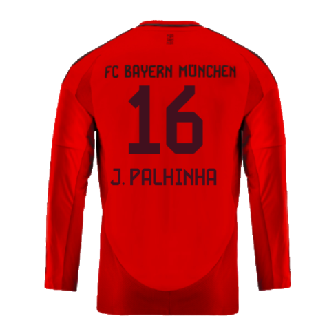 2024-2025 Bayern Munich Long Sleeve Home Shirt (Kids) (J. Palhinha 16)