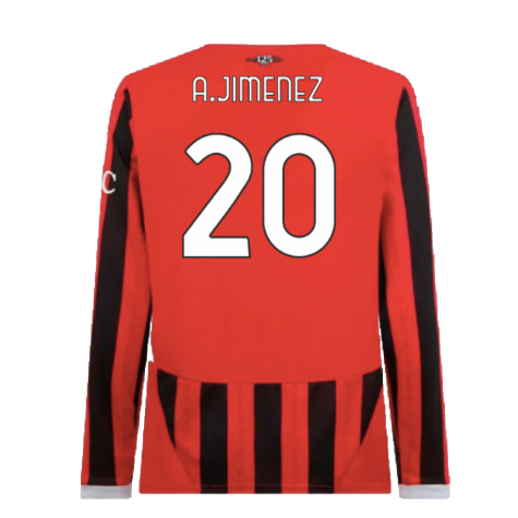 2024-2025 AC Milan Home Long Sleeve Shirt (A.Jimenez 20)