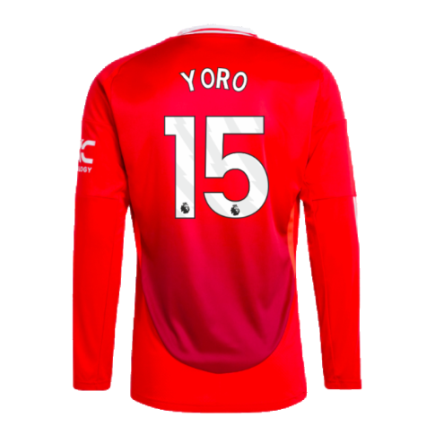 2024-2025 Man Utd Long Sleeve Home Shirt (Yoro 15)