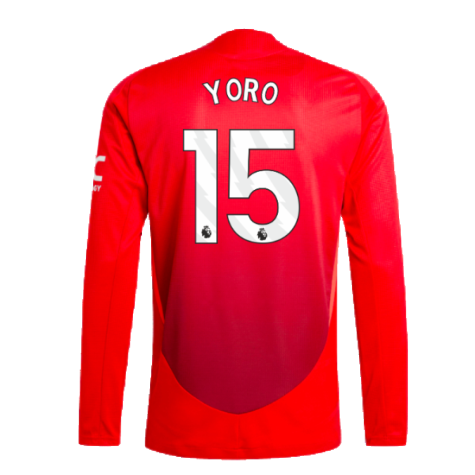 2024-2025 Man Utd Authentic Long Sleeve Home Shirt (Yoro 15)