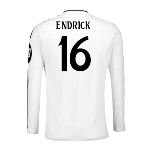 2024-2025 Real Madrid Long Sleeve Home Shirt (Endrick 16)