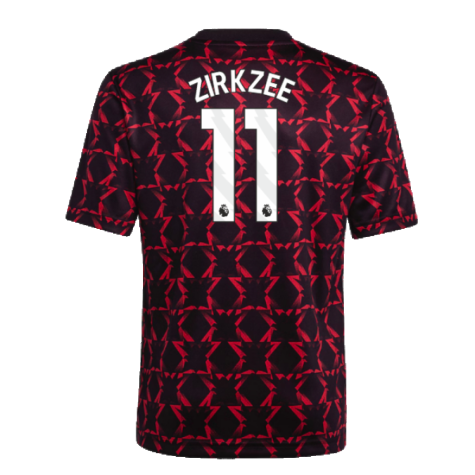 2024-2025 Man Utd Pre-Match Shirt (Black) - Kids (Zirkzee 11)