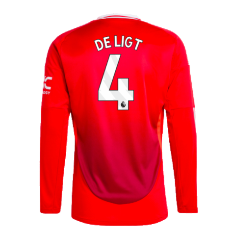 2024-2025 Man Utd Long Sleeve Home Shirt (De Ligt 4)
