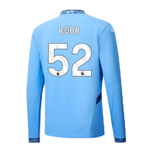 2024-2025 Man City Home Long Sleeve Shirt (Bobb 52)