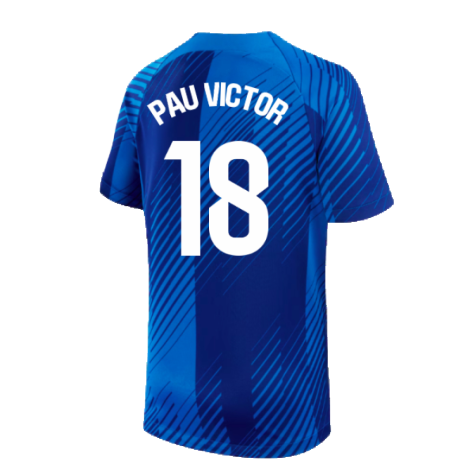 2024-2025 Barcelona Pre-Match Shirt (Blue) - Kids (Pau Victor 18)