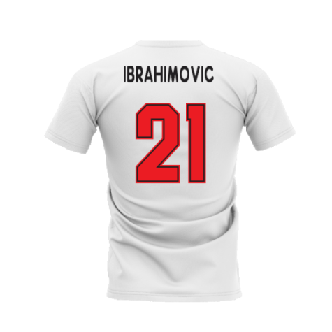 AC Milan 1995-1996 Retro Shirt T-shirt (White) (Ibrahimovic 21)