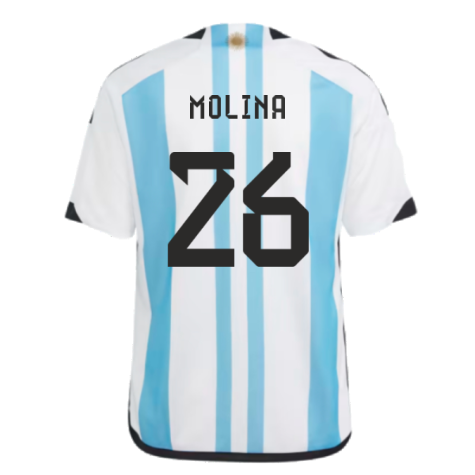 Argentina 2022 World Cup Winners Home Shirt - Kids (MOLINA 26)
