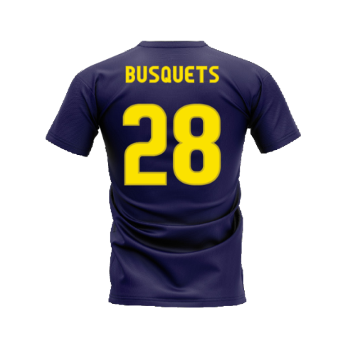 Barcelona 2008-2009 Retro Shirt T-shirt (Navy) (Busquets 28)