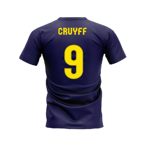 Barcelona 2008-2009 Retro Shirt T-shirt (Navy) (CRUYFF 9)