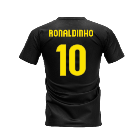 Barcelona 2008-2009 Retro Shirt T-shirt - Text (Black) (RONALDINHO 10)