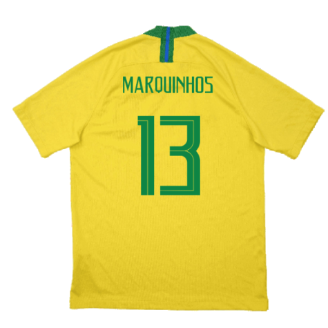 Brazil 2018-19 Home Shirt (M) (Excellent) (Marquinhos 13)