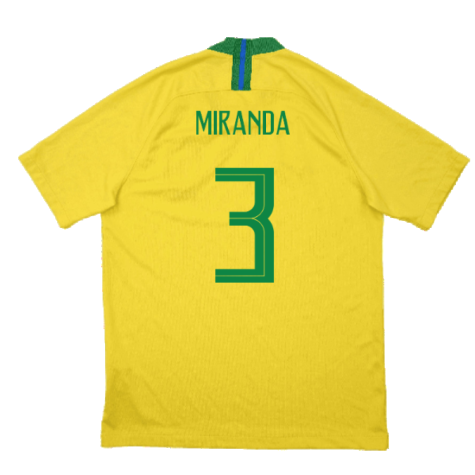 Brazil 2018-19 Home Shirt (M) (Excellent) (Miranda 3)