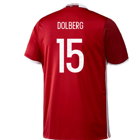 Denmark 2016-17 Home Shirt (S) (Mint) (Dolberg 15)