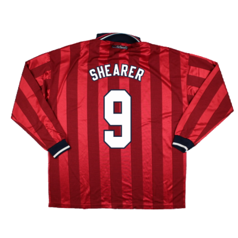 England 1997-1998 Away Long Sleeve Shirt (XL) (SHEARER 9) (Very Good)