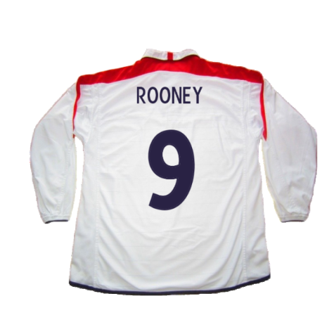 England 2003-05 Home L/S Shirt (M) (Excellent) (Rooney 9)