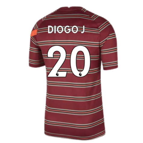 Liverpool 2021-2022 Pre-Match Training Shirt (Red) - Kids (DIOGO J. 20)