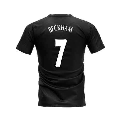 Manchester United 1998-1999 Retro Shirt T-shirt - Text (Black) (Beckham 7)