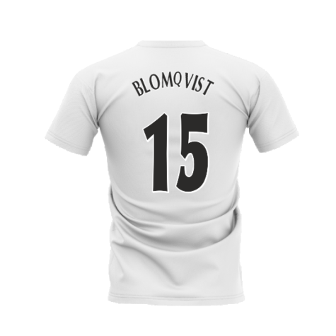 Manchester United 1998-1999 Retro Shirt T-shirt - Text (White) (Blomqvist 15)