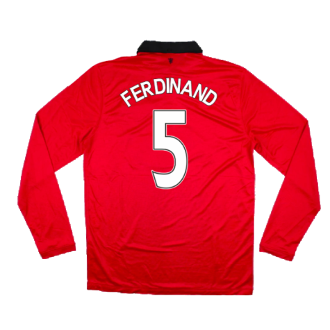 Manchester United 2013-14 Home Long Sleeve Shirt (L) (Mint) (Ferdinand 5)