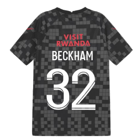 PSG 2021-2022 Pre-Match Training Shirt (Black) - Kids (BECKHAM 32)