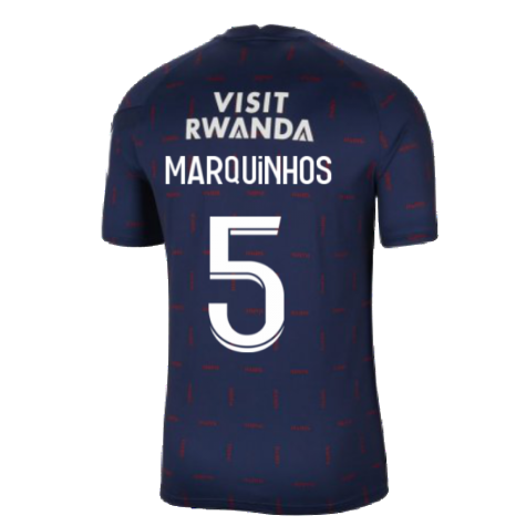 PSG 2021-2022 Pre-Match Training Shirt (Navy) (MARQUINHOS 5)