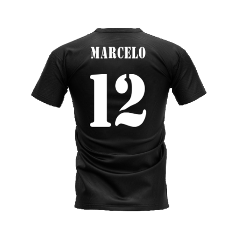 Real Madrid 2002-2003 Retro Shirt T-shirt (Black) (MARCELO 12)