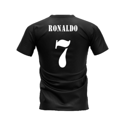 Real Madrid 2002-2003 Retro Shirt T-shirt (Black) (RONALDO 7)