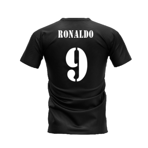 Real Madrid 2002-2003 Retro Shirt T-shirt (Black) (Ronaldo 9)