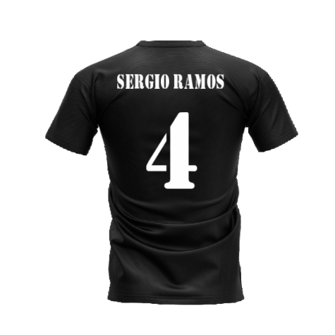 Real Madrid 2002-2003 Retro Shirt T-shirt (Black) (SERGIO RAMOS 4)