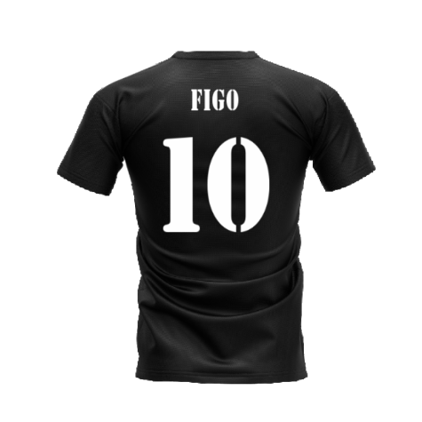 Real Madrid 2002-2003 Retro Shirt T-shirt Text (Black) (Figo 10)