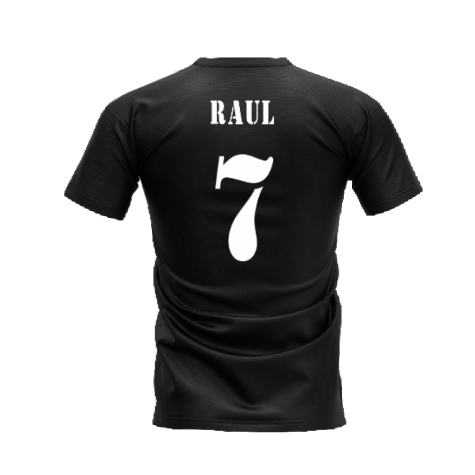 Real Madrid 2002-2003 Retro Shirt T-shirt Text (Black) (RAUL 7)