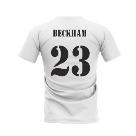 Real Madrid 2002-2003 Retro Shirt T-shirt - Text (White) (BECKHAM 23)