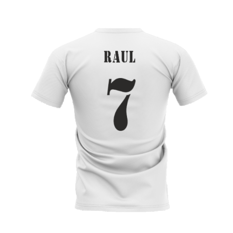 Real Madrid 2002-2003 Retro Shirt T-shirt - Text (White) (RAUL 7)