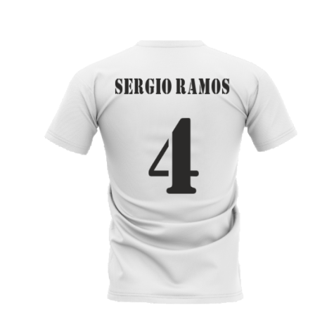 Real Madrid 2002-2003 Retro Shirt T-shirt - Text (White) (SERGIO RAMOS 4)