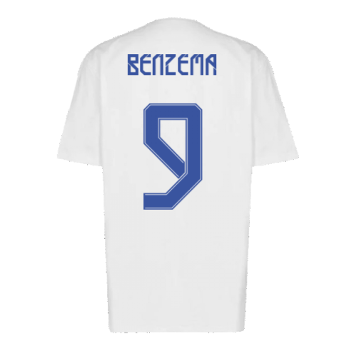 Real Madrid 2021-2022 Training Tee (White-Blue) (BENZEMA 9)